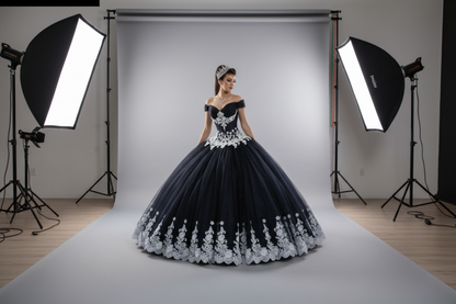 Chic Black Long Prom Dress Tulle Appliques Sweetheart A-Line Quinceanera Dress Sleeveless Sweet 16 Dress ED06619