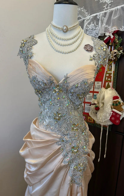 Robes d'anniversaire élégantes bleu dégradé, col en V, paillettes, mousseline, fourreau, robes de bal, robes de soirée ED04456