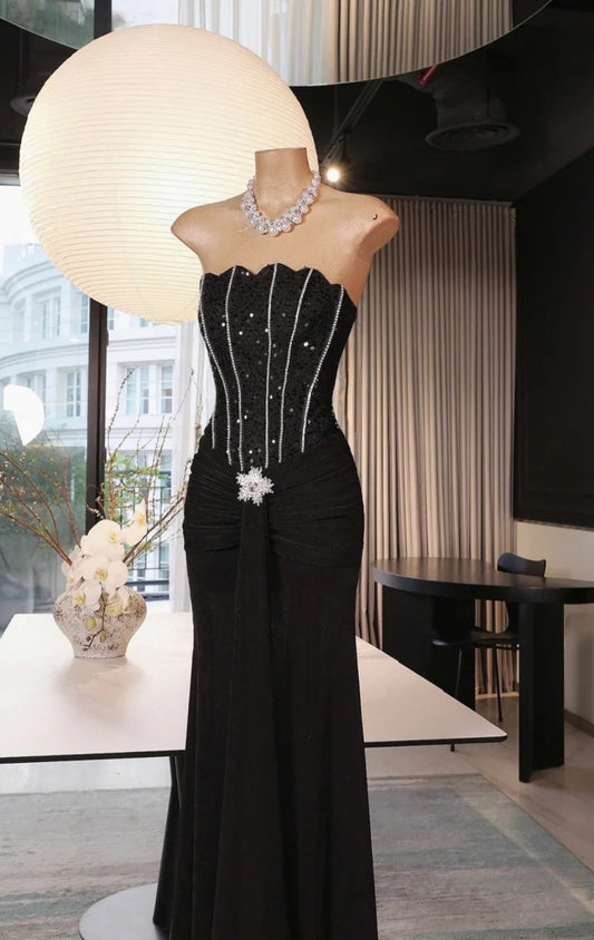 Robes d'anniversaire élégantes bleu dégradé, col en V, paillettes, mousseline, fourreau, robes de bal, robes de soirée ED04456