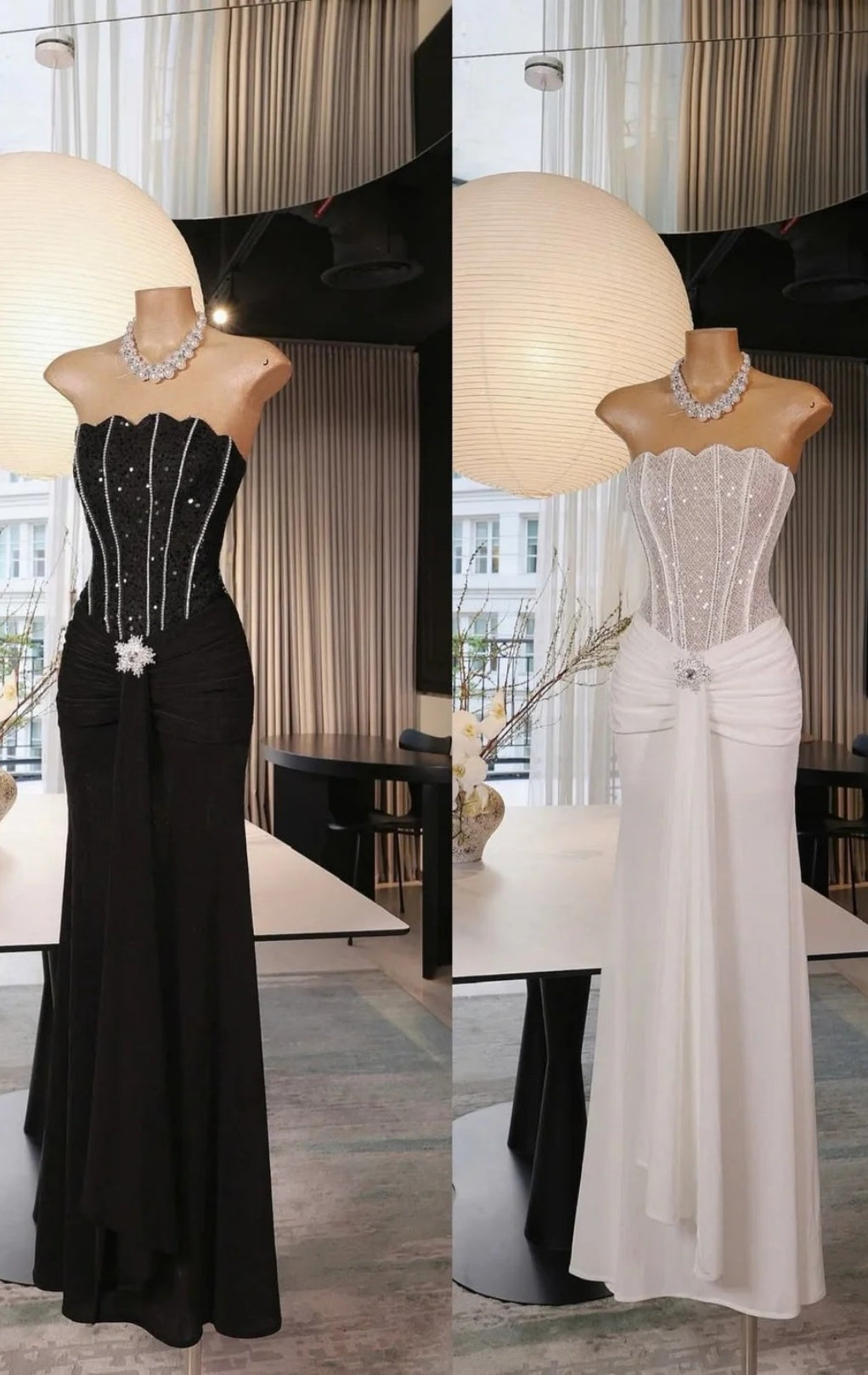 Robes d'anniversaire élégantes bleu dégradé, col en V, paillettes, mousseline, fourreau, robes de bal, robes de soirée ED04456