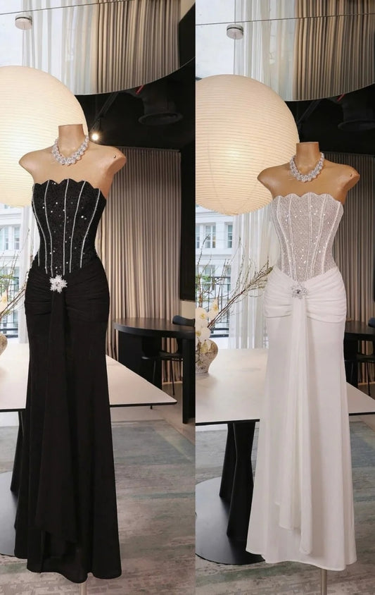 Robes d'anniversaire élégantes bleu dégradé, col en V, paillettes, mousseline, fourreau, robes de bal, robes de soirée ED04456