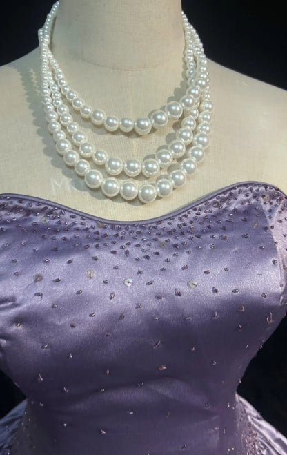 Cute Purple Long Prom Dress Satin Strapless A-Line Evening Dress  Sleeveless Birthday Dress ED06655