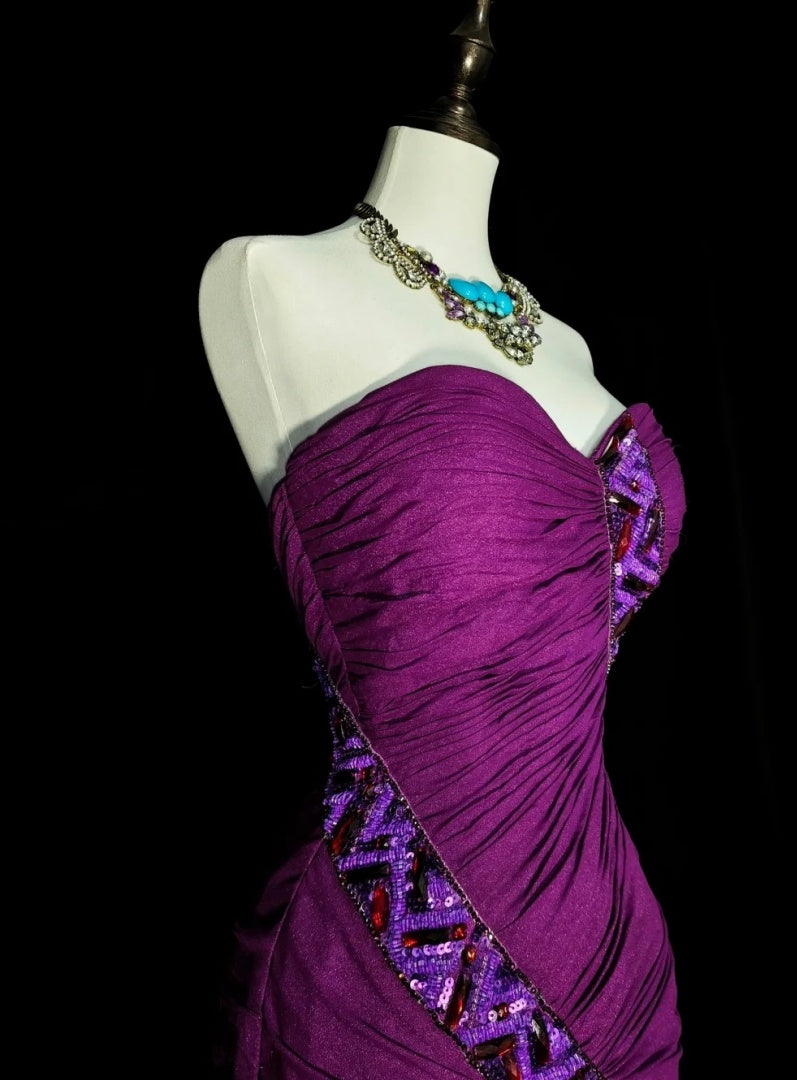 Robes d'anniversaire élégantes bleu dégradé, col en V, paillettes, mousseline, fourreau, robes de bal, robes de soirée ED04456