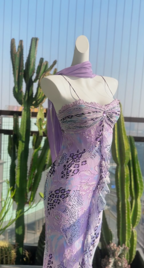 Robes d'anniversaire élégantes bleu dégradé, col en V, paillettes, mousseline, fourreau, robes de bal, robes de soirée ED04456