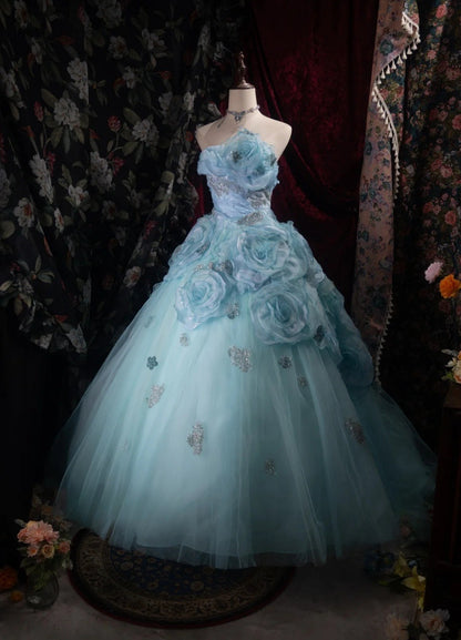 Robes d'anniversaire élégantes bleu dégradé, col en V, paillettes, mousseline, fourreau, robes de bal, robes de soirée ED04456