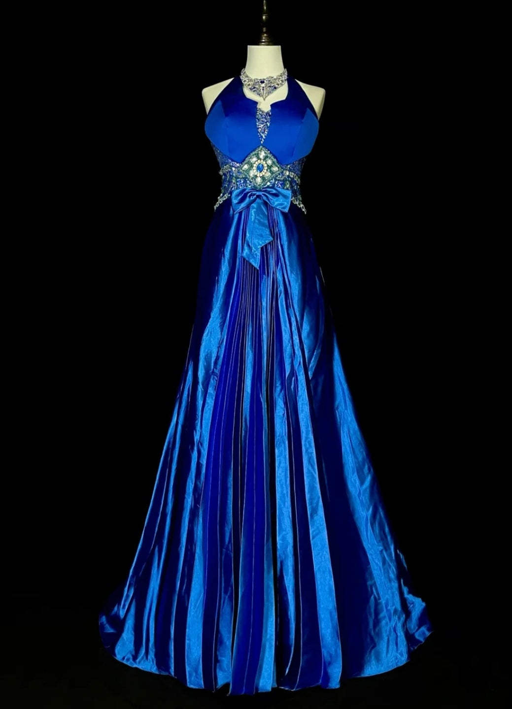 Robes d'anniversaire élégantes bleu dégradé, col en V, paillettes, mousseline, fourreau, robes de bal, robes de soirée ED04456