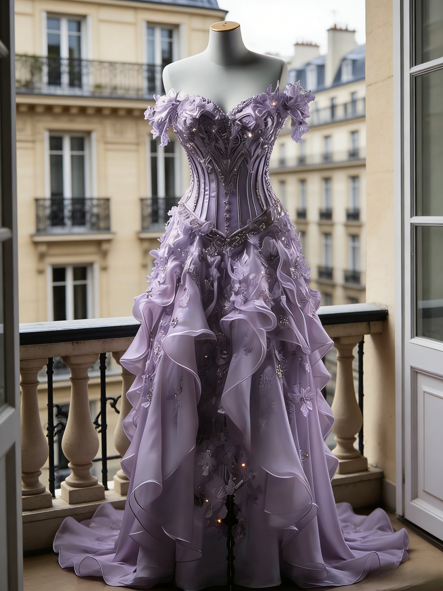 Chic Purple Prom Dress Off-shoulder A-Line Birthday Dress Tulle Sleeveless Evening Dress ED06787