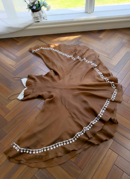 Cute Brown Prom Dress Spaghetti Straps A-Line Evening Dress Chiffon Sleevless Dress ED06809