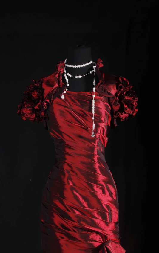 Gorgeous Red Prom Dress Satin Sheath Evening Dress ED06821