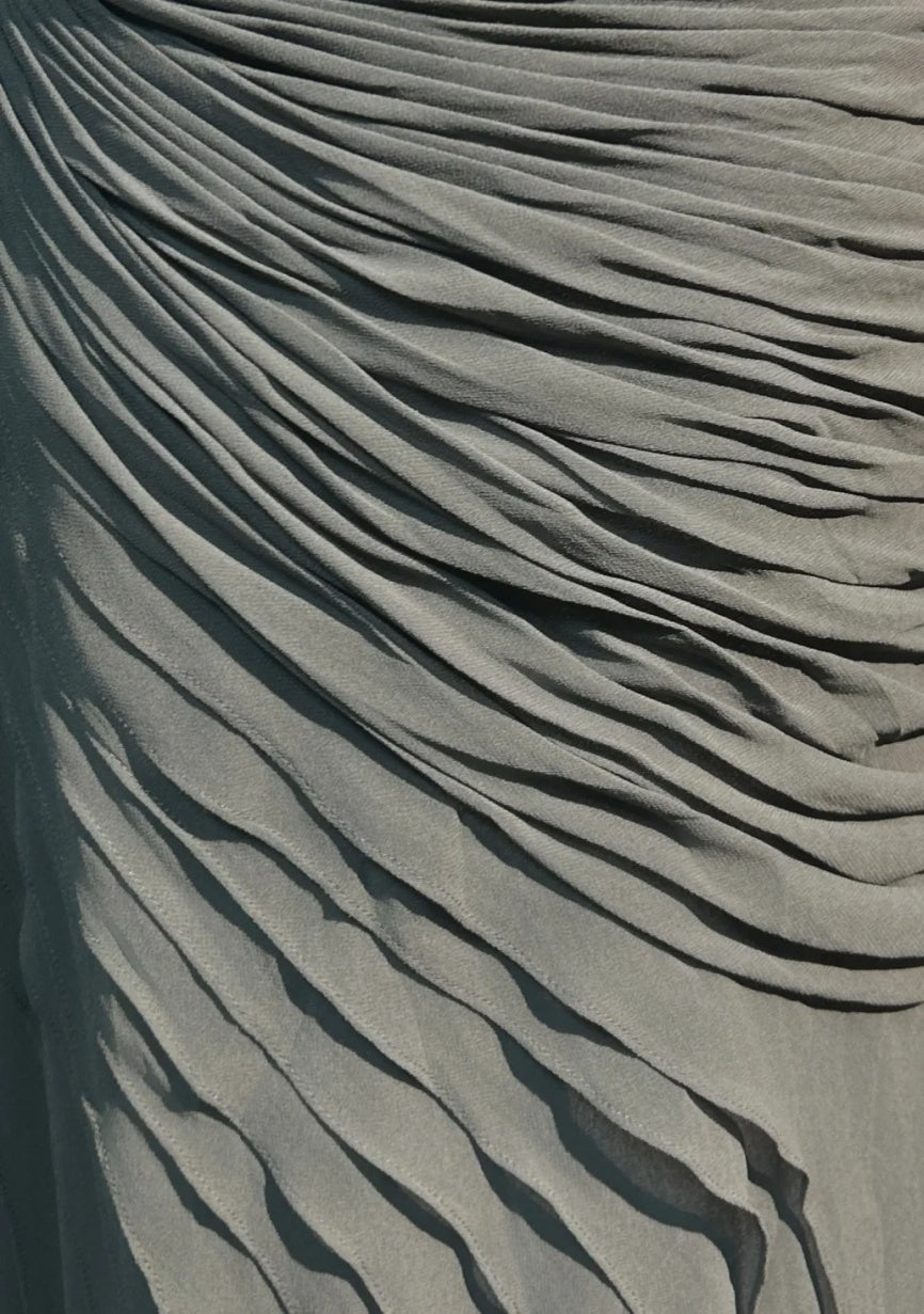 Chic Gray Prom Dress Chiffon Spaghetti Straps Evening Dress Sheath Formal Dress ED06836