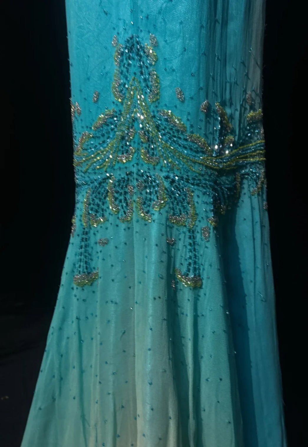 Chic Blue Prom Dress Tulle Beaded Strapless Evening Dress Mermaid Formal Dress ED06883