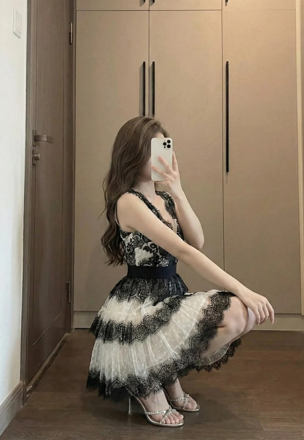 Chic Black Prom Dress Lace V-Neck Birthday Dress A-Line Sleeveless Party Dress ED06892