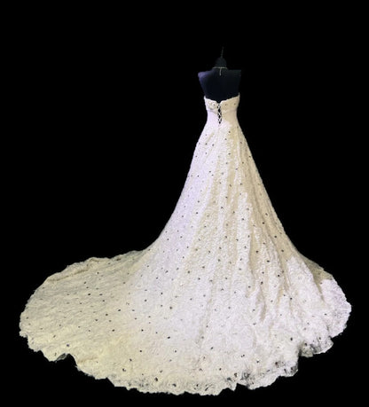 Elegant White Prom Dress Tulle Strapless A-Line Evening Dress Applique Birthday Dress ED06919