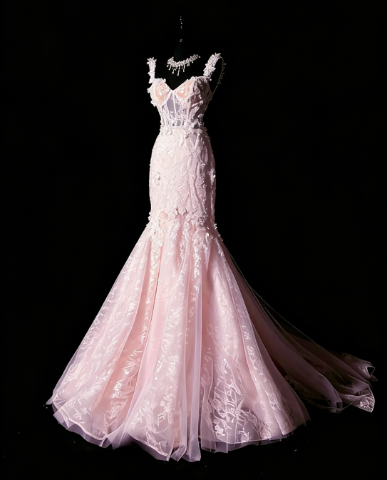 Elegant Pink Prom Dress Tulle Sweetheart Mermaid Evening Dress Applique Birthday Dress ED06920