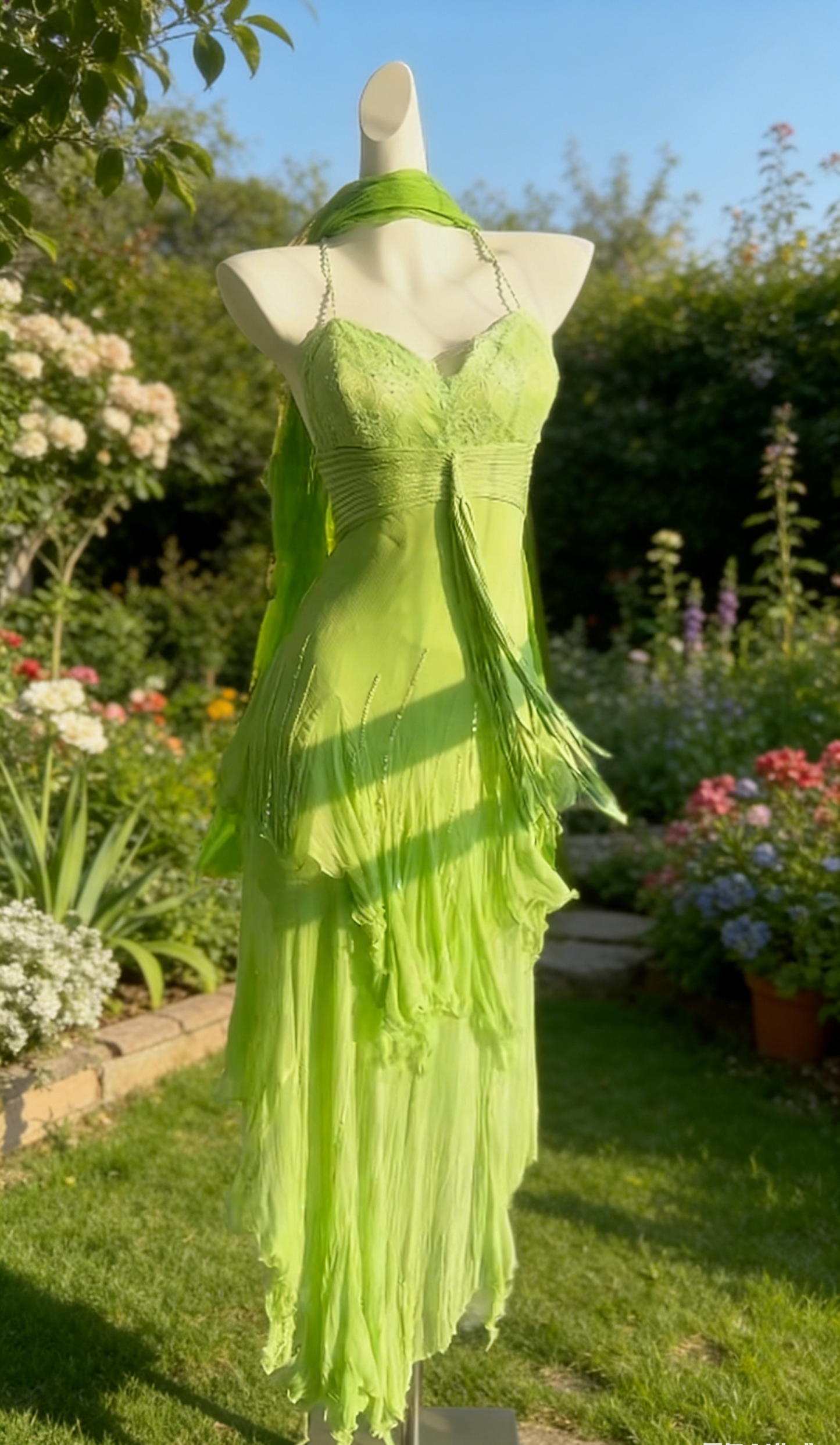 Gorgeous Green Prom Dress Chiffon Spaghetti Straps Evening Dress Sheath Birthday Dress ED06925