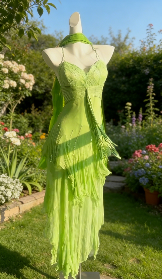Gorgeous Green Prom Dress Chiffon Spaghetti Straps Evening Dress Sheath Birthday Dress ED06925