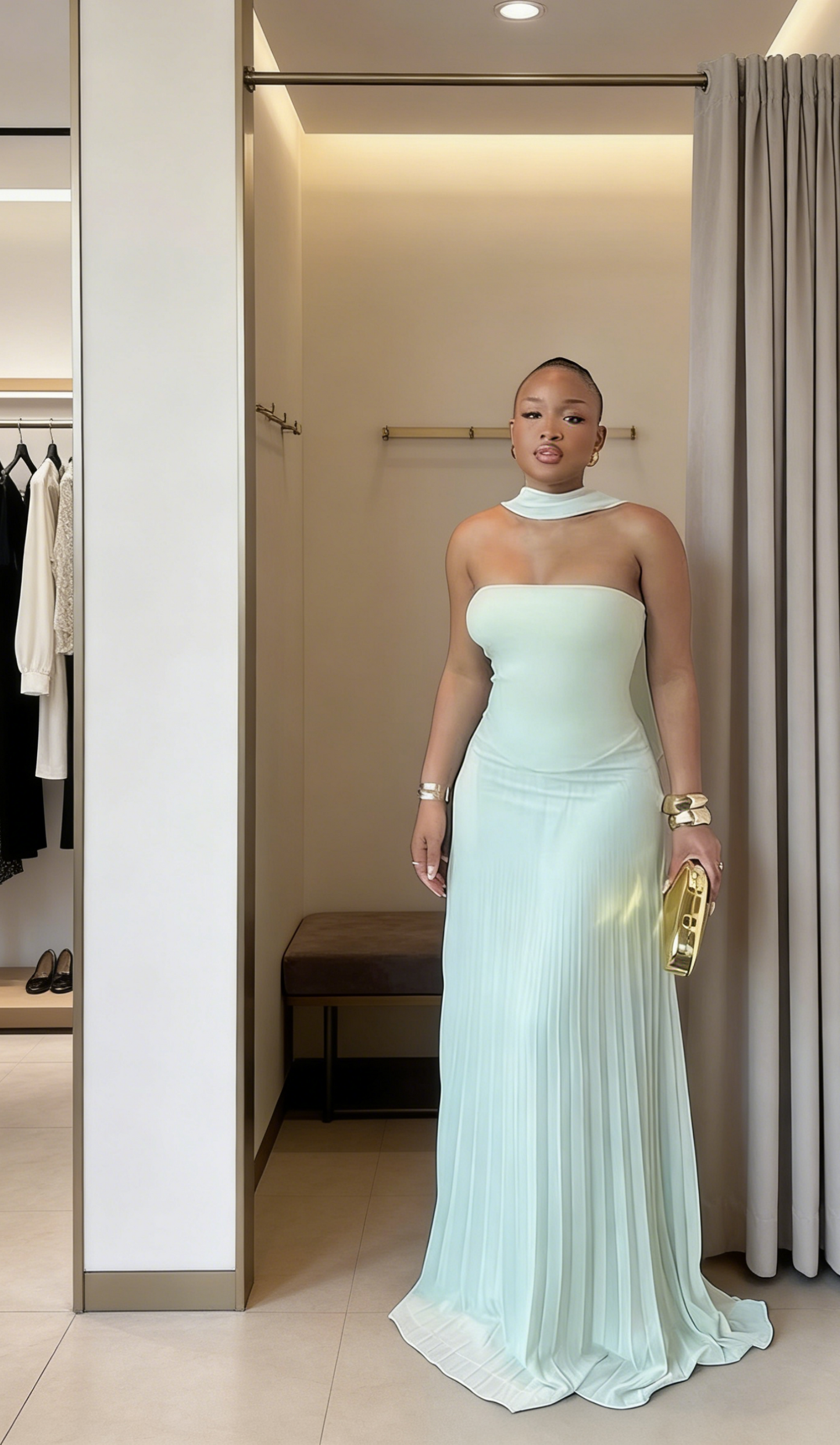 Elegant Mint Green Bridesmaid Dress Chiffon Strapless Sheath Evening Dress ED06942