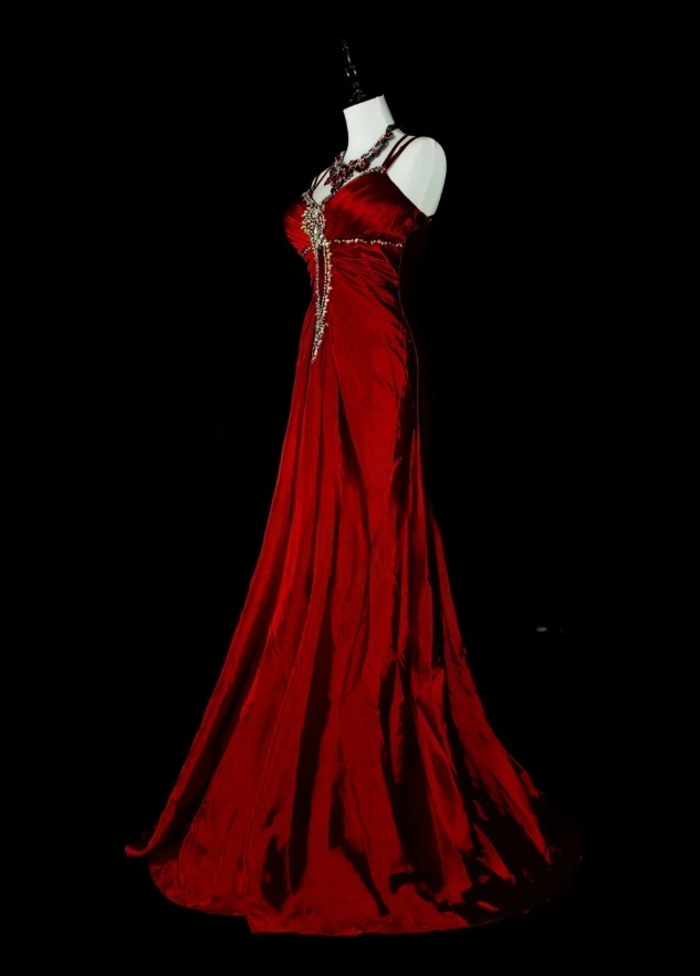 Robes d'anniversaire élégantes bleu dégradé, col en V, paillettes, mousseline, fourreau, robes de bal, robes de soirée ED04456