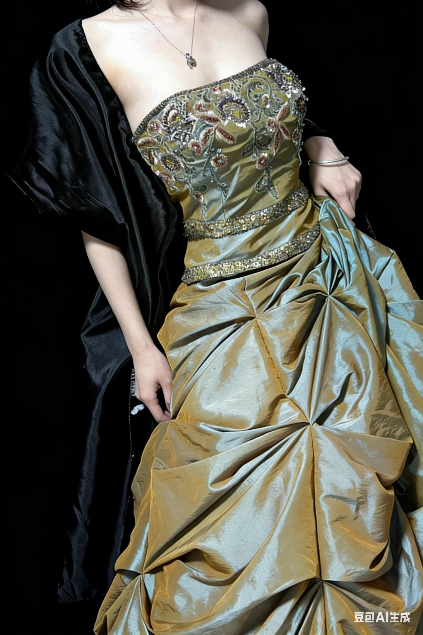 Chic Green Prom Dress Satin Strapless A-Line Evening Dress ED06946