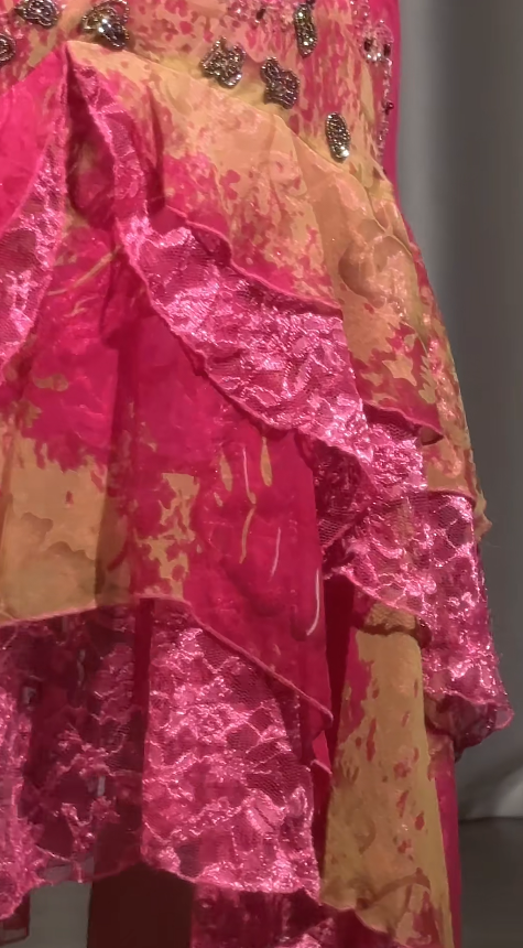 Chic Pink Prom Dress Chiffon Beaded Spaghetti Straps Sheath Evening Dress ED06962