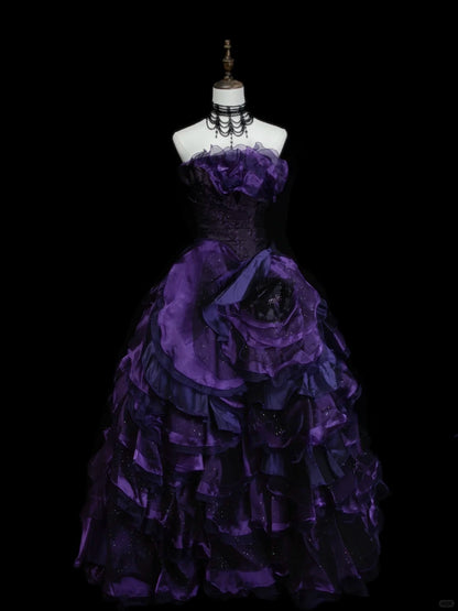 Robes d'anniversaire élégantes bleu dégradé, col en V, paillettes, mousseline, fourreau, robes de bal, robes de soirée ED04456