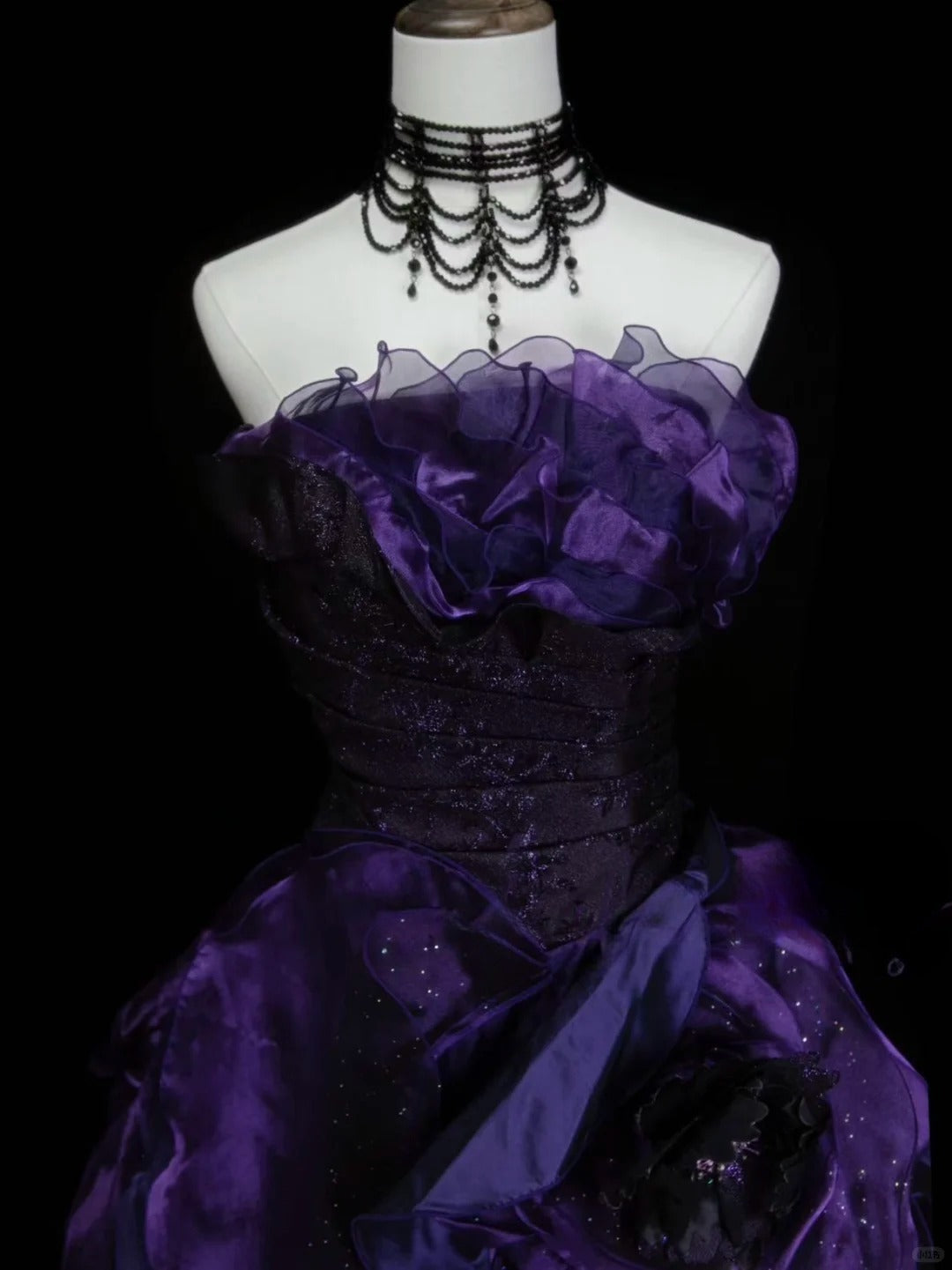 Elegant Purple Prom Dress Satin Strapless Birthday Dress Sleeveless A-Line Evening Dress ED06980
