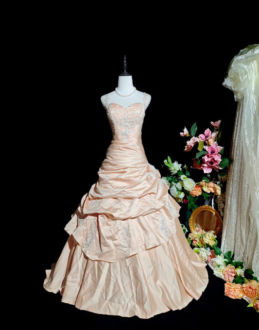 Robes d'anniversaire élégantes bleu dégradé, col en V, paillettes, mousseline, fourreau, robes de bal, robes de soirée ED04456