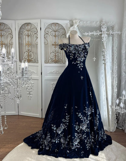 Robes d'anniversaire élégantes bleu dégradé, col en V, paillettes, mousseline, fourreau, robes de bal, robes de soirée ED04456