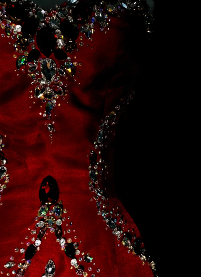Robe de bal rouge chic en satin, décolleté cœur, coupe trapèze, robe d'anniversaire ED07019