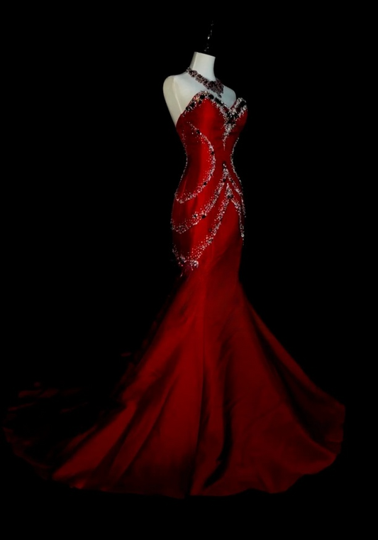 Chic Red Prom Dress Satin Sweetheart Evening Dress A-Line Birthday Dress ED07019