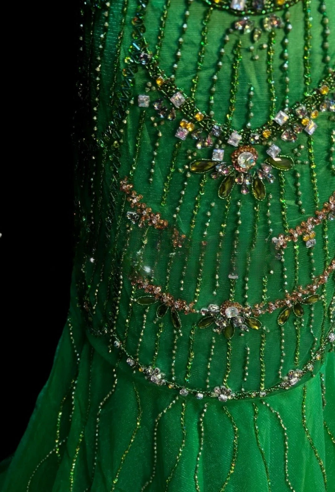 Chic Green Prom Dress Tulle Beaded Mermaid Evening Dress Spaghetti Straps Birthday Dress ED07027