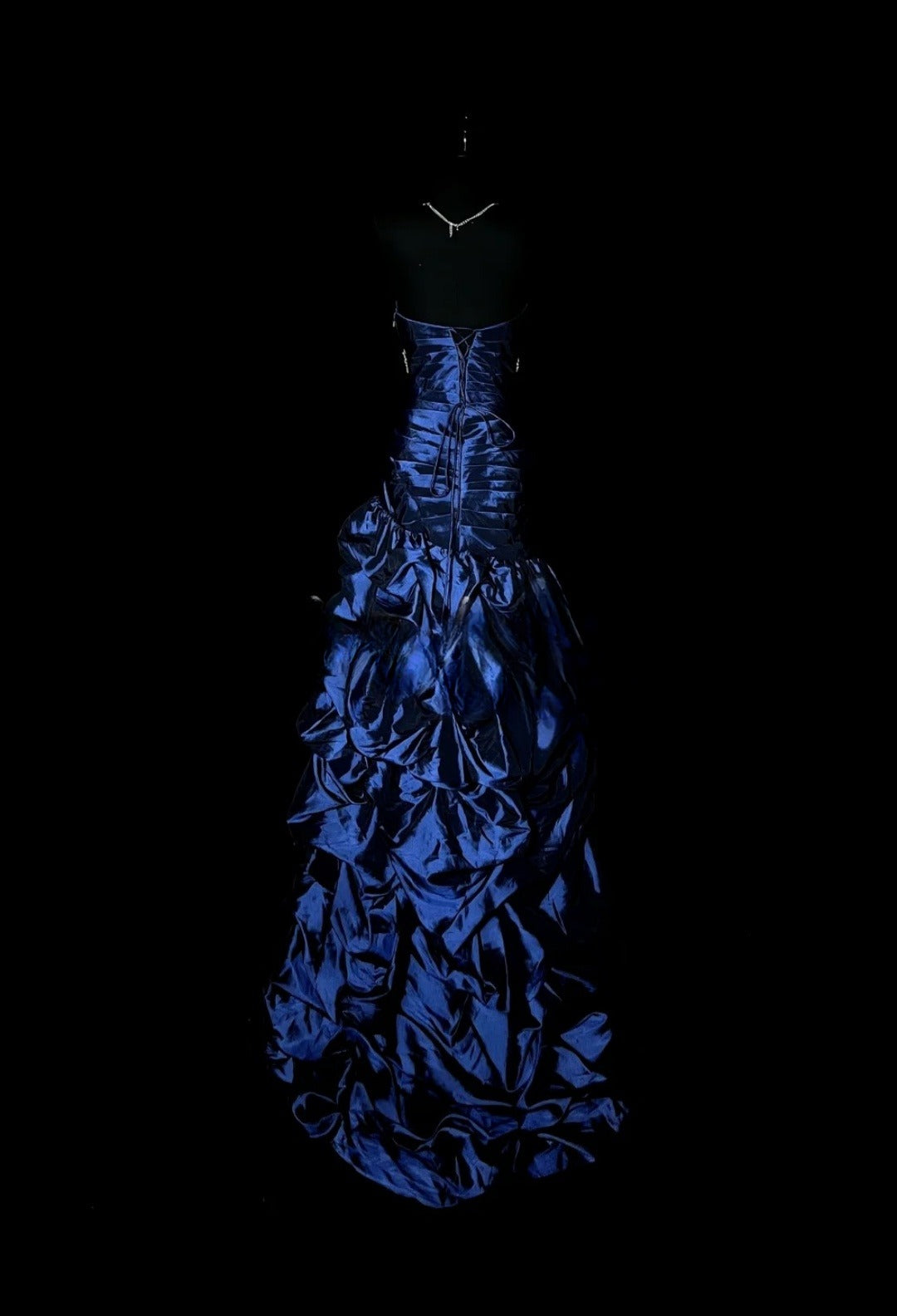 Vintage Blue Prom Dress Satin Sheath Evening Dress Sweetheart Birthday Dress ED07039
