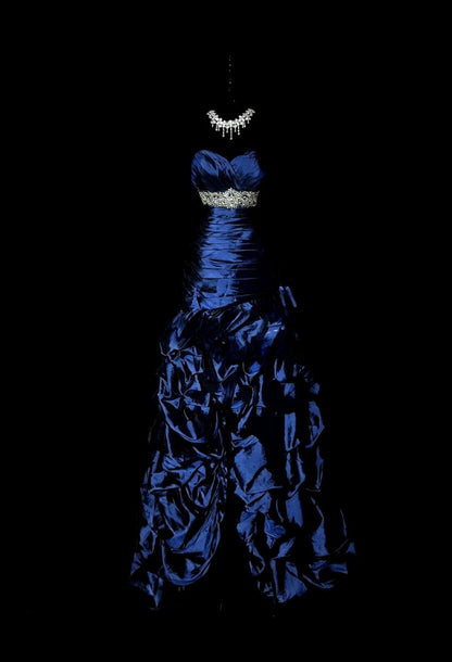 Vintage Blue Prom Dress Satin Sheath Evening Dress Sweetheart Birthday Dress ED07039