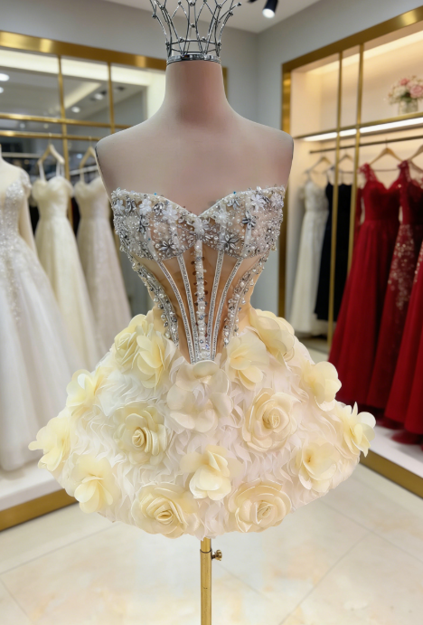 Chic Yellow Prom Dress Sweetheart Tulle A-Line Party Dress Sleeveless Birthday Dress ED07049
