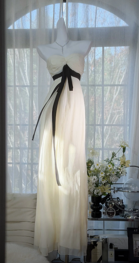 Gorgeous Apricot Prom Dress Chiffon Sheath Strapless Evening Dress ED07058