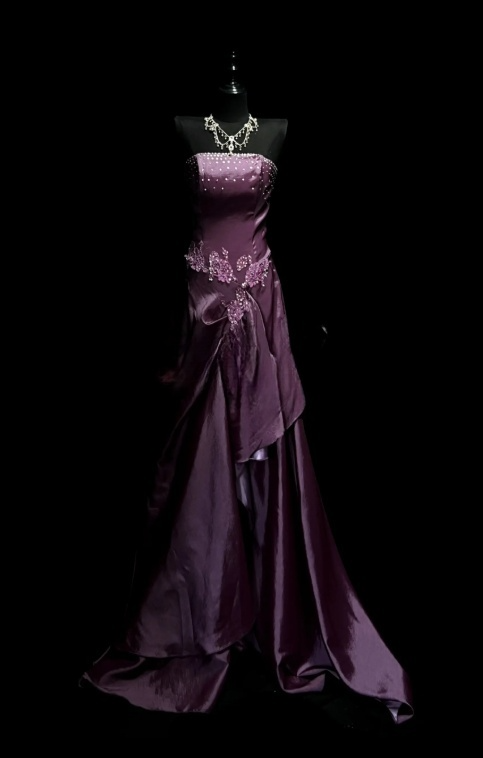 Classy Purple Prom Dress Satin Sheath Strapless Evening Dress ED07059
