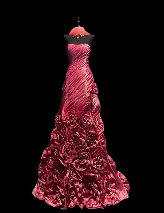 Classy Watermelon Red Prom Dress Satin Sheath Strapless Evening Dress ED07062