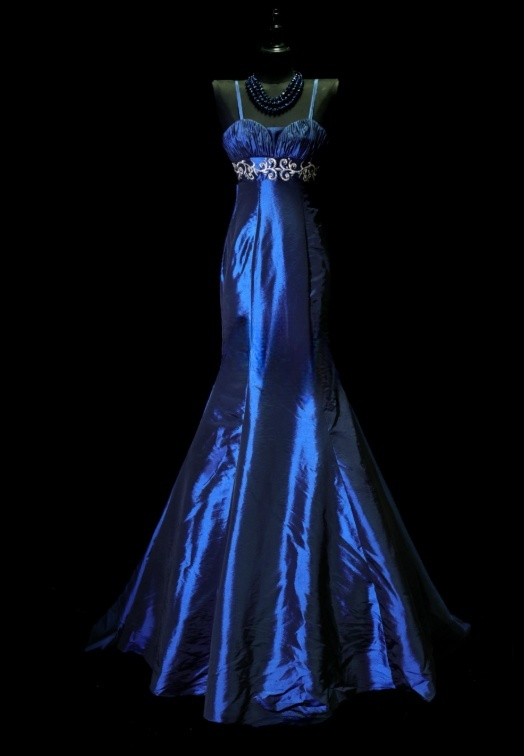 Classy Blue Prom Dress Satin Birthday Dress Sheath Spaghetti Straps Evening Dress ED07077