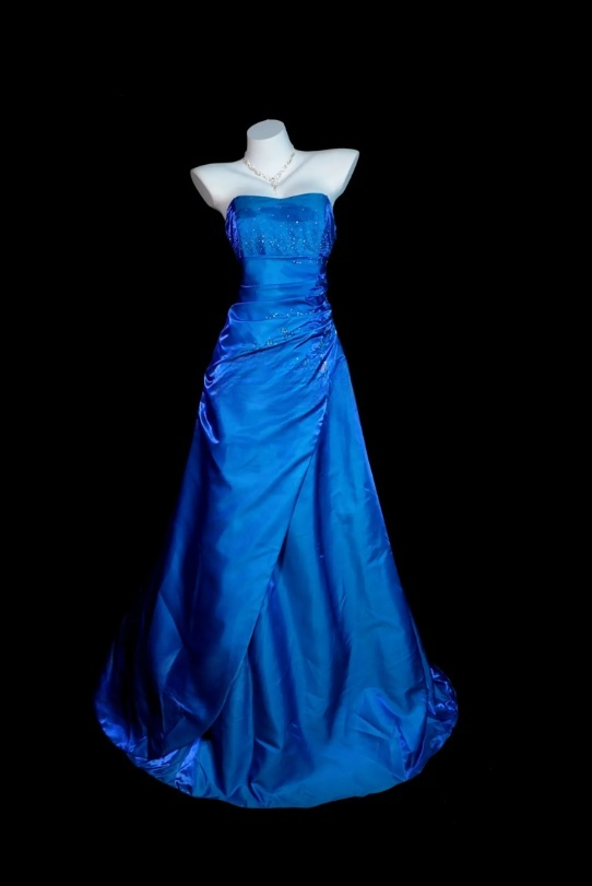 Chic Blue Prom Dress Strapless Satin Sheath Evening Dress ED07127