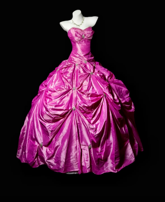 Fairy Pink Prom Dress Sweetheart Satin A-Line Birthday Dress Sleeveless Sweet 16 Dress  ED07130