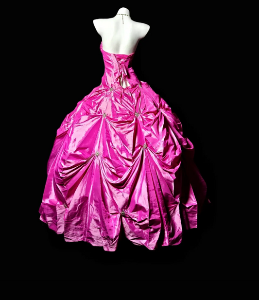 Fairy Pink Prom Dress Sweetheart Satin A-Line Birthday Dress Sleeveless Sweet 16 Dress  ED07130