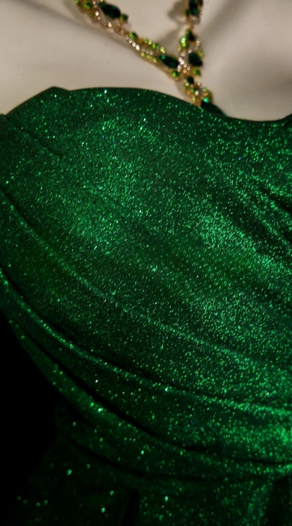 Robe de bal vert féerique en satin, décolleté cœur, coupe trapèze, robe d'anniversaire sans manches, robe de soirée ED07131