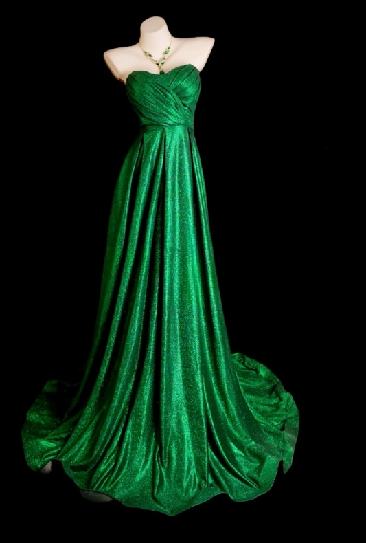 Fairy Green Prom Dress Sweetheart Satin A-Line Birthday Dress Sleeveless Evening Dress  ED07131
