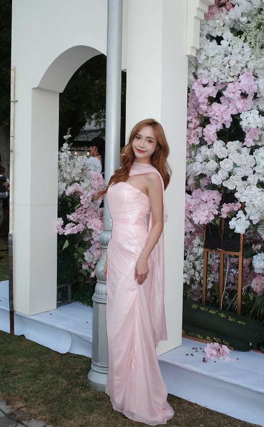 Chic Pink Wedding Guest Dress Strapless Tulle Sheath Evening Dress ED07145