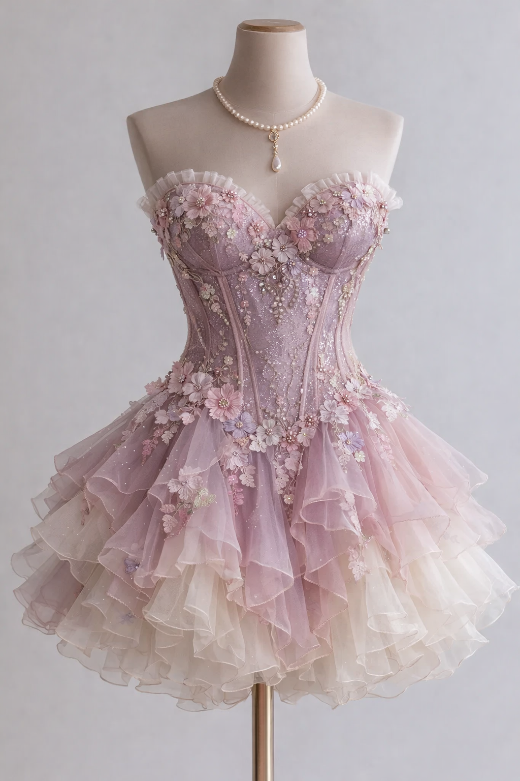 Cute Short Pink Prom Dress Sweetheart Applique Party Dress Tulle A-Line Birthday Drses ED07149