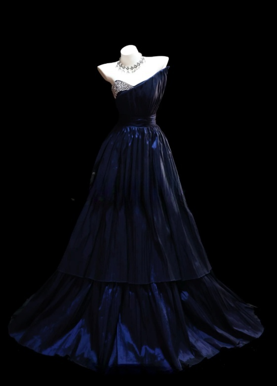 Chic Navy Blue Prom Dress Sweetheart A-Line Satin Evening Dress ED07152
