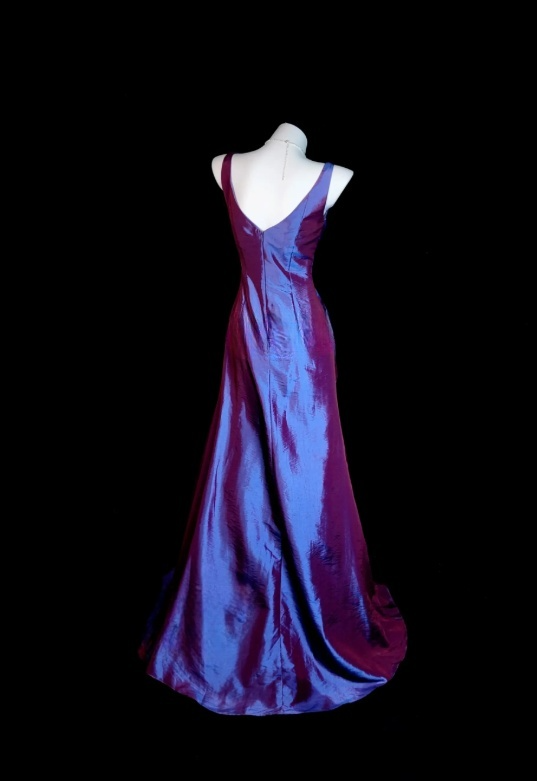 Robe de bal violette chic, col en V, robe de soirée fourreau en satin ED07159