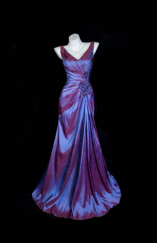 Chic Purple Prom Dress V-neck Sheath Satin Evening Dress ED07159