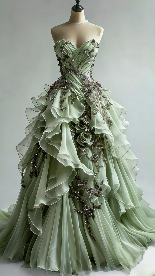 Gorgeous Green Prom Dress Sweetheart A-Line Tulle Evening Dress  Sleeveless Birthday Dress ED07161