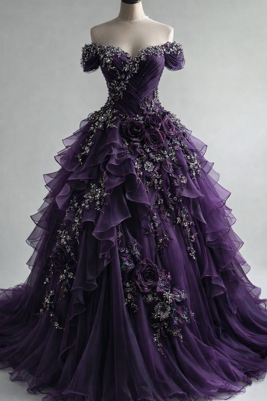 Gorgeous Purple Prom Dress Sweetheart A-Line Tulle Evening Dress  Sleeveless Birthday Dress ED07162